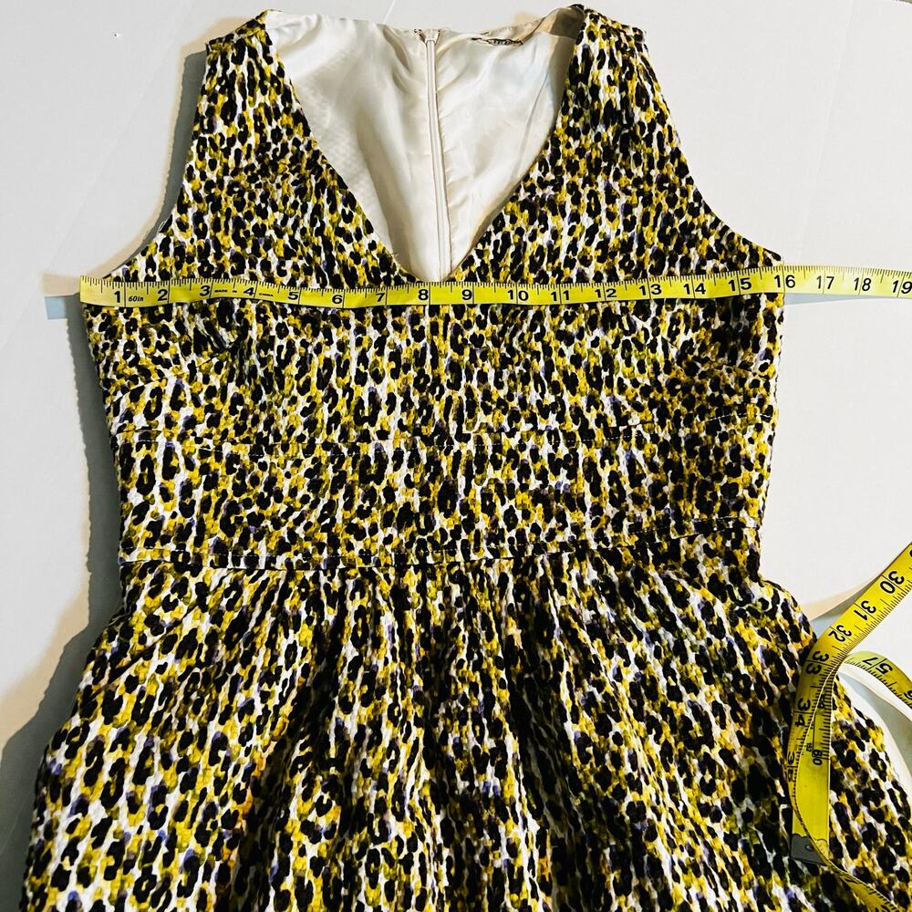 J. Crew Textured Leopard Print V Neck Sleeveless Dress Size XS Brown Cream - Picture 7 of 9